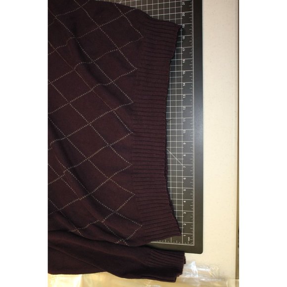 Van Heusen Men's pullover sweater Large/ Purple with gray stripes 100% Cotton - Picture 5 of 12